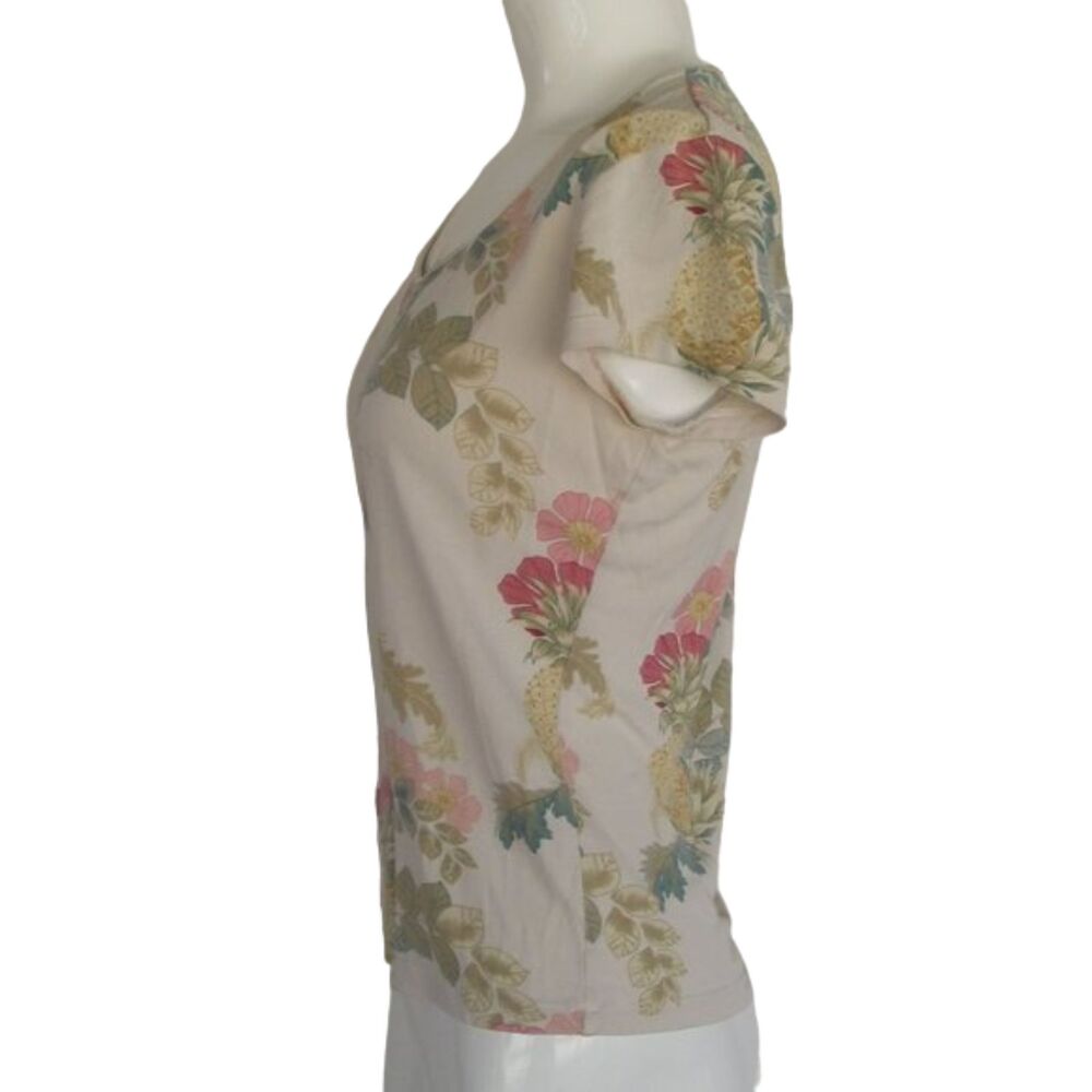 TOMMY BAHAMA Silk Tee, S, Pineapple Floral, Scoop neck - Picture 6 of 9